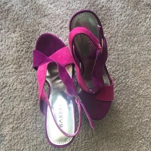 Bakers Baja Purple Pink Suede Platform Sandals